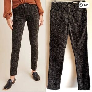 AG Anthropologie The Stevie Paisley Skinny Velvet Pants 29R